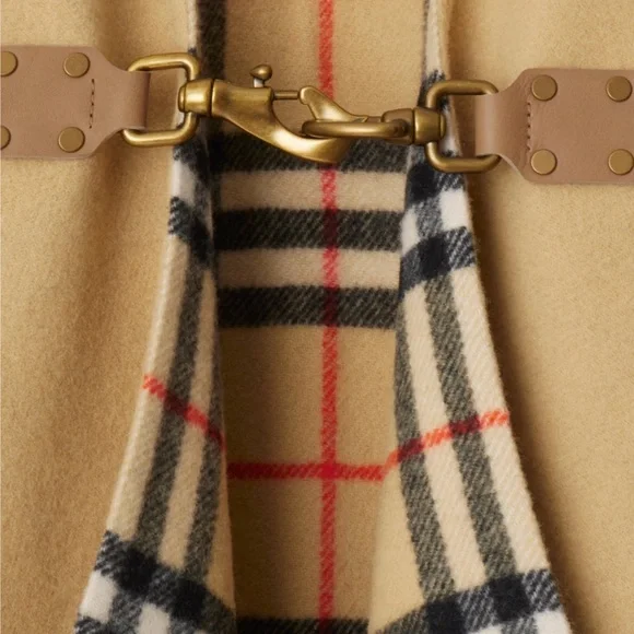 BURBERRY check wool cape in sand